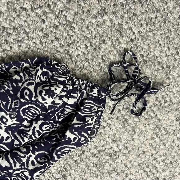 NWT blue white print gauzy cotton balloon sleeve oversized cropped blouse top S - Picture 9 of 13